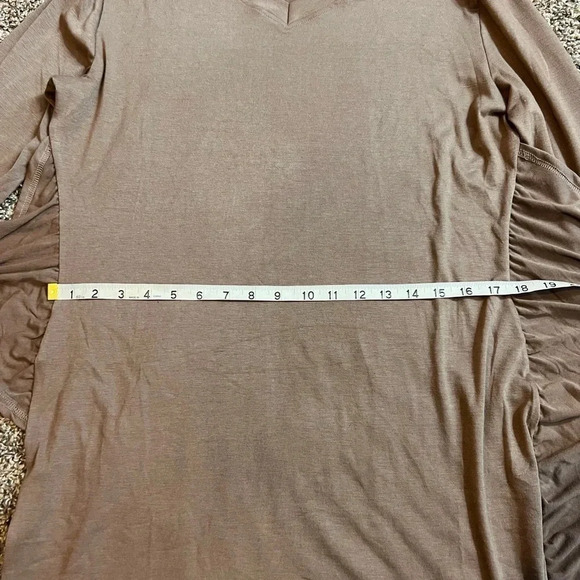 Tan Faux Wrap Dress Mini Long sleeve v neck size xl - Picture 4 of 7